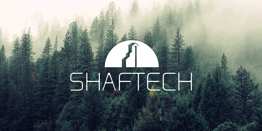 Shaftech Logo overlayed on a Fir forest